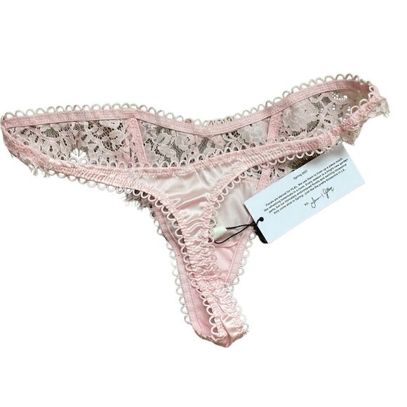 NEW For Love And Lemons Faye Lace Thong Panty XXS Pink - Picture 5 of 6